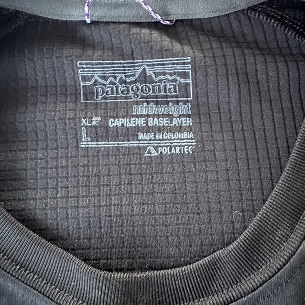 Patagonia Shirt Mens L Black Capilene Midweight Base Layer Long Sleeve Thermal - Picture 2 of 8